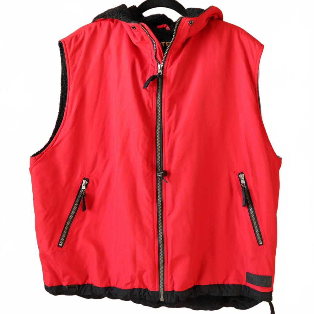 Women's 80s Eddie Bauer Red Hooded Ebtek‎ Vest Extra Large XL